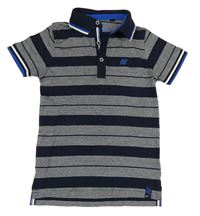 Tmavomodro-bílé pruhované polo tričko Next