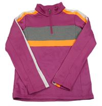 Rubínovo-šedá thermo mikina s proužky Crane