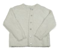 Bílý chlupatý propínací svetr Matalan