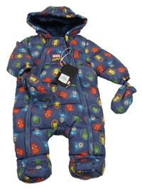 Nové - Tmavomodrá šusťáková zimní kombinéza s Avengers a kapucí+ rukaviceMarvel