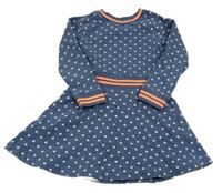Tmavomodré puntíkaté teplákové šaty Mini Boden