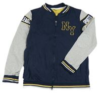 Tmavomodro-šedá propínací mikina s písmeny max