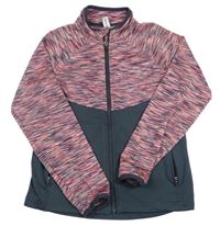 Růžovo-šedá melírovaná sportovní propínací mikina Yigga