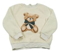Smetanová chlupatá mikina s medvědem H&M