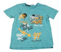 Modré žíhané tričko s nápisy Young Idols