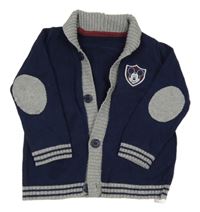 Tmavomodro-šedý propínací svetr s Mickey Mousem George