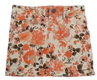 Bílo-růžová květovaná riflová sukně Name it