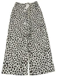 Nové - bílo-hnědo-černé leopradí wide leg tepláky F&F