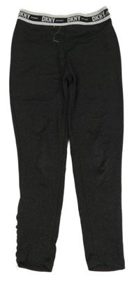 Tmavošedo-černo-bílé legíny DKNY 