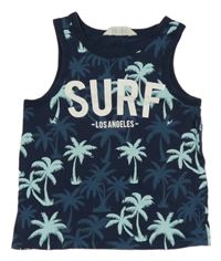 Tmavomodré tílko s palmami a nápisem H&M