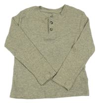 Béžovo-šedé melírované žebrované triko s knoflíčky H&M