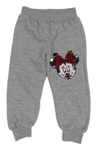 Šedé tepláky s Minnie z flitrů 