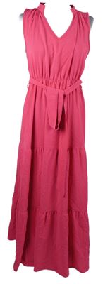 Dámské růžové dlouhé šaty s páskem Shein 