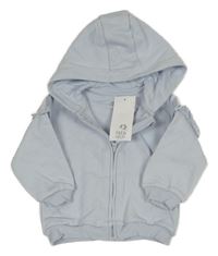 Nové - světlemodrá propínací mikina s volánky a kapucí F&F