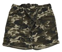 Khaki army riflové kraťasy s páskem Firetrap