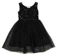 Černé slavnostní tylovo/flitrové šaty H&M