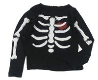 Černé triko s kostmi a srdcem H&M