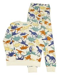 Smetanové plyšové pyžamo s dinosaury Dunnes Stores