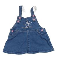 Modré teplákovo/riflové laclové šaty se zajícem 