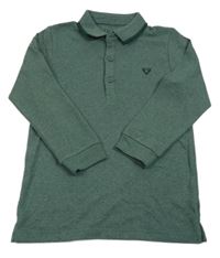 Zelené melírované polo triko s výšivkou Urban