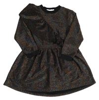 Černo-barevně třpytivé šaty s volánkem 