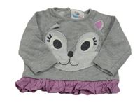 Šedá mikina s čumákem a halenkovou vsadkou Topomini