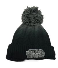 Šedo-černá ombré čepice s nápisem a bambulí - Star Wars Next