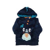 Tmavomodrá chlupatá mikina s dinosaurem a kapucí Lupilu