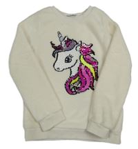 Smetanová plyšová mikina s jednodožcem z flitrů H&M