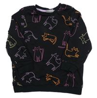 Černá lehká mikina s kočkami 