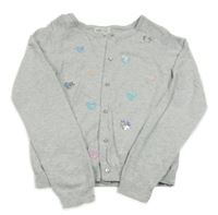 Šedý propínací lehký svetr se srdíčky z flitrů H&M