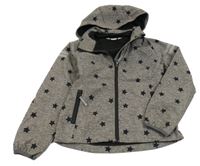 Šedá melírovaná softshellová bunda s hvězdami a kapucí H&M