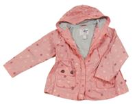 Růžová puntíkatá šusťáková jarní parka s kapucí obaibi