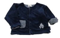 Tmavomodrá sametová propínací podšitá mikina