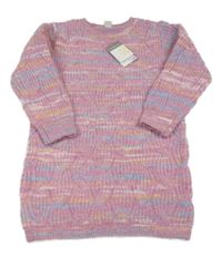 Nové - Růžovo-modré melírované pletené šaty Primark