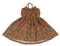 Hnědo-černé puntíkaté lehké šaty 