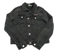 Tmavošedá tepláková riflová crop bunda s Minnie H&M