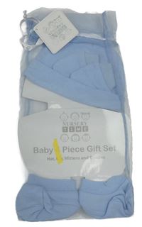 Nové 3set - Světlemodrá čepice + rukavice + capáčky Nursery time