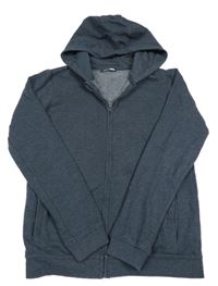 Tmavomodrošedá melírovaná propínací mikina s kapucí Pep&Co