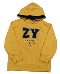 Hořčicová mikina s logem a kapucí ZY
