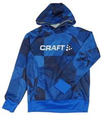 Modrá vzorovaná sportovní funkční mikina s kapucí Craft