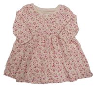 Světlerůžové květované žebrované šaty Primark