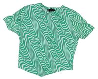 Zeleno-bílé crop tričko New Look