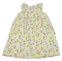 Smetanové bavlněné šaty s broskvemi zn. H&M