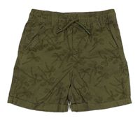 Khaki plátěné kraťasy s palmami Primark