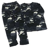 Šedo-černé army fleecové pyžamo zn. M&S