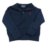 Tmavomodrý svetr s jelenem a límečkem Next