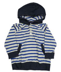Smetanovo-modrá pruhovaná mikina s kapucí H&M