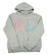 Šedá melírovaná mikina s nápisem a kapucí H&M