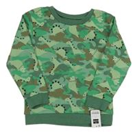 Nové - Zelená mikina s dinosaury St. Bernard